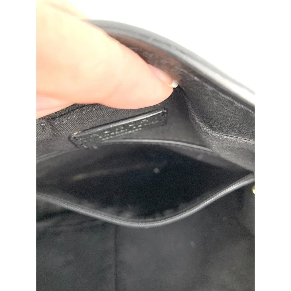 Laundry by Shelli Segal Black Leather Hobo Bucket Purse Gold Chain Strap Medium